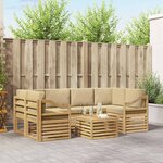 vidaXL Ensemble de canapés d'extérieur 7 Pièces Blanc et Beige Polyester