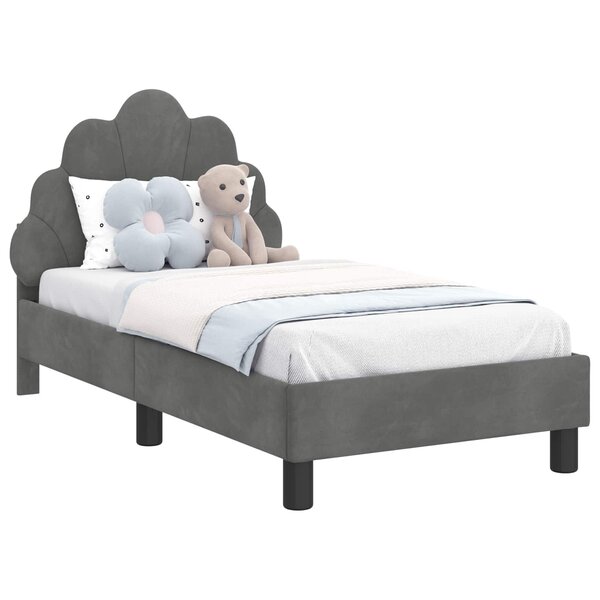 vidaXL Cadre de lit pour tout-petit avec tête de lit Gris foncé