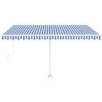 vidaXL Auvent automatique capteur de vent/LED 400x350 cm Bleu et blanc