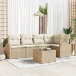 Ensemble de 6 pièces de canapés de jardin avec coussins en poly rotin marron
