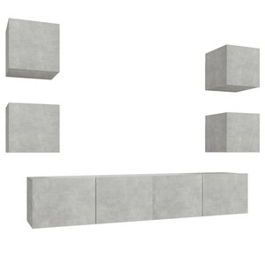 vidaXL Ensemble de meubles TV 6 Pièces Gris béton Bois d'ingénierie