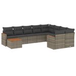 vidaXL Salon de jardin avec coussins 10 Pièces gris résine tressée