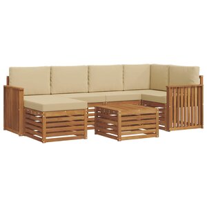 vidaXL Ensemble de canapés d'extérieur 7 pc Naturel et Beige Polyester