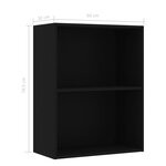 Vidaxl bibliothèque à 2 niveaux noir 60x30x76 5 cm aggloméré