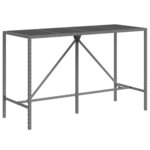 vidaXL Ensemble de bar de jardin 9 Pièces avec coussins gris poly rotin
