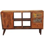 vidaXL Armoire avec 1 porte 4 étagères 3 tiroirs Bois massif récupéré