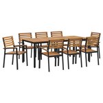 vidaXL Ensemble de Salle à Manger de Jardin 9 Pièces en Bois Massif d'Acacia et Métal