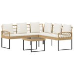 vidaXL Ensemble de canapé de jardin avec coussin 2 Pièces Naturel