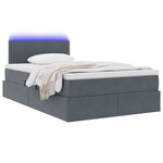 vidaXL Lit de rangement LED avec matelas Gris foncé 120 x 190 cm