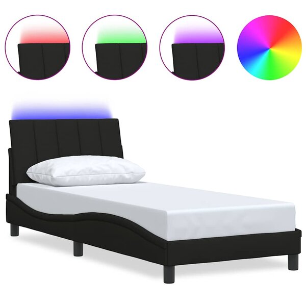 vidaXL Cadre de lit sans matelas Hanko noir 90x200 cm tissu