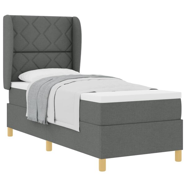 vidaXL Lit à ressorts avec matelas Gris foncé 200 x 80 cm tissu
