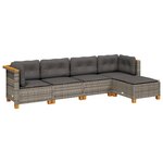 vidaXL Salon de jardin 5 Pièces avec coussins gris résine tressée