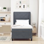 Lit box spring vidaXL avec matelas gris foncé 90x200 cm en velours