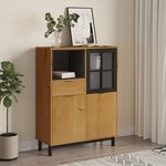 vidaXL Buffet avec porte vitrée FLAM 92x40x122 5 cm bois massif de pin