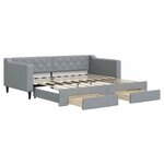 vidaXL Lit de jour avec gigogne et tiroirs gris clair 90x190 cm tissu
