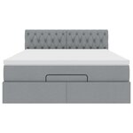 vidaXL Lit ottoman avec matelas et LED gris clair 140x190 cm tissu