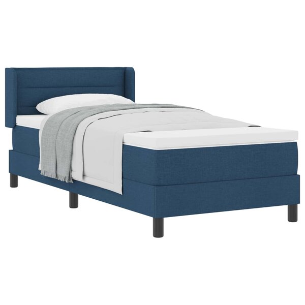 vidaXL Lit à ressorts avec tête de lit Bleu 200 x 90 cm tissu