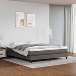 vidaXL Sommier à lattes de lit avec matelas Gris 160x200 cm Similicuir