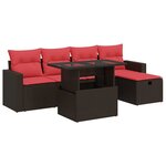 vidaXL Salon de jardin 6 Pièces avec coussins marron résine tressée acacia