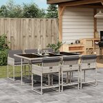 vidaXL Ensemble à manger de jardin et coussins 7 Pièces gris clair rotin