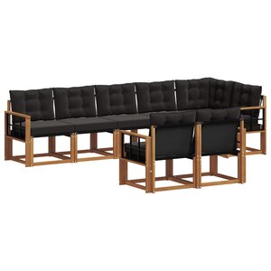 vidaXL Ensemble de canapés d'extérieur 8 pc Naturel et Noir