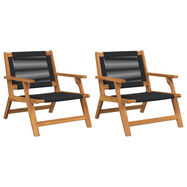 vidaXL Set de 2 chaises de jardin noires 67x77x73 cm en Bois d'Acacia Massif