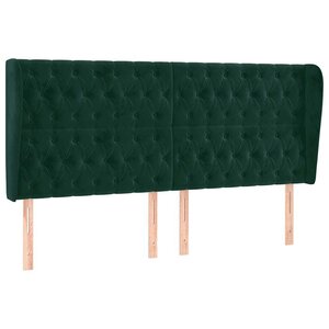 vidaXL Tête de lit avec oreilles Vert foncé 203x23x118/128 cm Velours