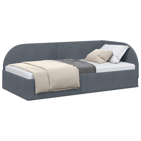 vidaXL Cadre de lit d'angle Gris foncé 90 x 200 cm Velours