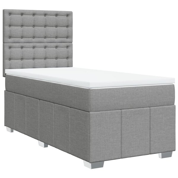 vidaXL Sommier à lattes de lit avec matelas Gris clair 100x200cm Tissu