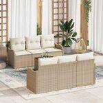 vidaXL Ensemble de canapé de jardin 7 Pièces Beige et blanc