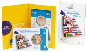 Italie Coincard 2 Euros Commémo. BU 2022 - 35 ans du Programme ERASMUS