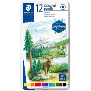 Crayon couleur design journey étui métal de 12 staedtler