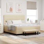 vidaXL Lit à ressorts avec coussin Crème 180 x 200 cm tissu