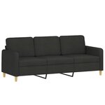 vidaXL Ensemble de canapés 3 Pièces avec coussins noir tissu