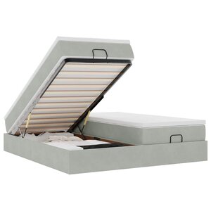 vidaXL Cadre de lit ottoman avec matelas gris clair 200x200 cm velours