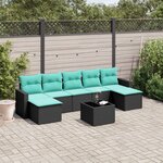 vidaXL Salon de jardin 8 Pièces avec coussins noir résine tressée