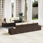 vidaXL Set de canapé de jardin 8 pièces avec coussins en poly rattan marron