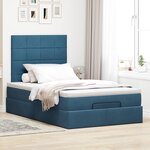 vidaXL Cadre de lit ottoman avec matelas bleu foncé 120x190 cm velours