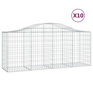 vidaXL Paniers à gabions arqués 10 Pièces 200x50x80/100 cm Fer galvanisé