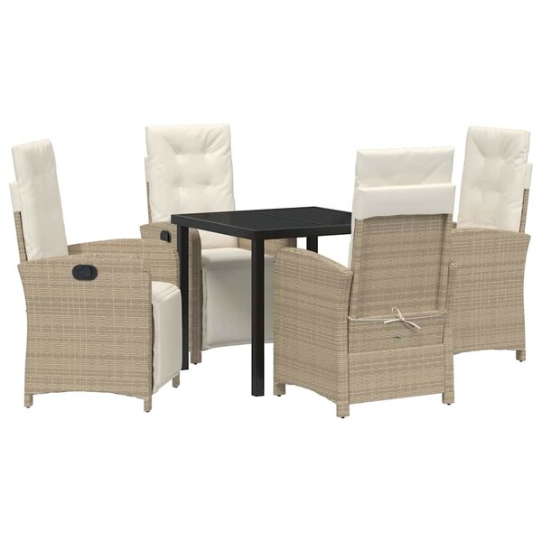 vidaXL Ensemble de salle à manger pour jardin 5 Pièces Beige polyrotin