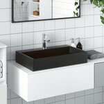 vidaXL Vasque 60x38x11 cm fonte minérale/marbre noir mat