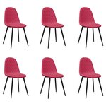 vidaXL Chaises à manger lot de 6 rouge bordeaux velours
