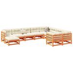 vidaXL Salon de jardin 10Pièces avec coussins cire marron bois pin massif