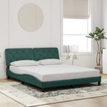 vidaXL Cadre de lit avec lumières LED vert foncé 160x200 cm velours