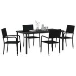vidaXL Ensemble de salle à manger pour jardin 5 Pièces Noir polyrotin