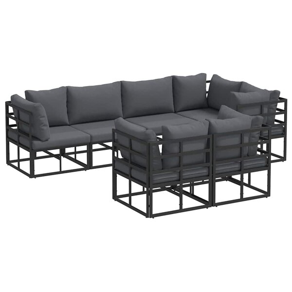 vidaXL Ensemble de canapé de jardin 7 pc Noir Acier