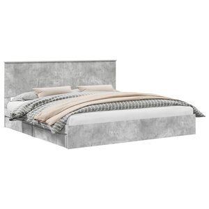 vidaXL Lit de Rangement Gris béton 200 x 200 cm Bois d'ingénierie