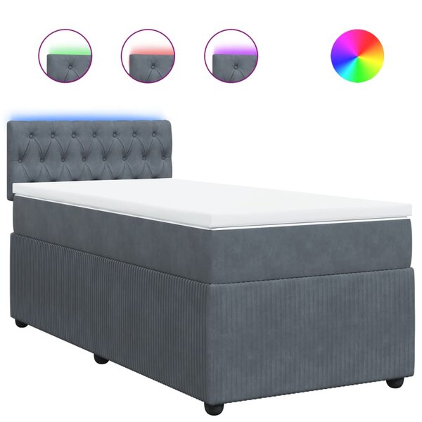 vidaXL Sommier à lattes de lit et matelas Gris foncé 90x200 cm Velours