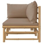 vidaXL Salon de jardin 2 Pièces avec coussins taupe bambou