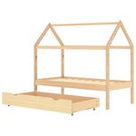 vidaXL Cadre de lit pour enfant et un tiroir bois pin massif 80x160 cm